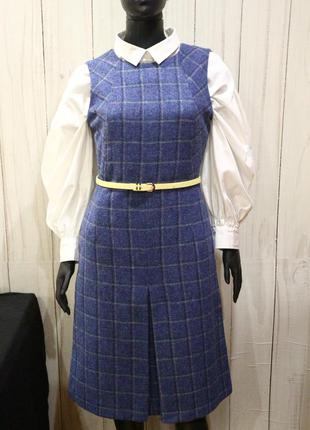 Шерстяное платье сарафан в клетку, s-m