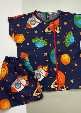 У наявності! дитяча піжама з космосом, футболка та шорти.