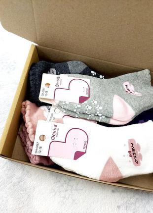 Детские махровые носочки на девочку 6 пар в коробочке.3 фото