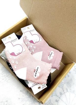 Детские махровые носочки на девочку 6 пар в коробочке.4 фото