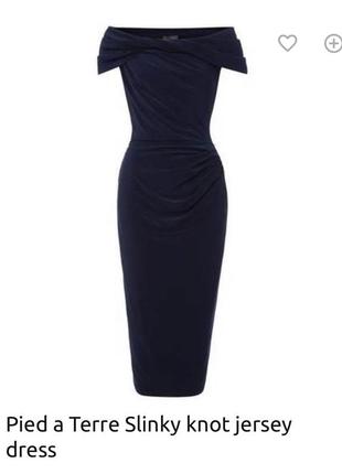 Коктейльное нарядное платье необычный крой дизайнерское синее дорогой бренд pied a terre размер м
