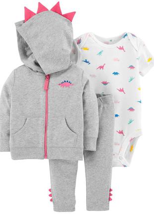 Костюм "динозавр" 3-ка для девочки 12 мес 72-76 см