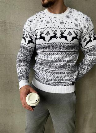 Чоловічий зимовий светр з оленями стильний різдвяний | чоловічий светр з оленями