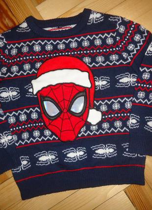 Новогодний тонкий свитерок/ кофта marvel spiderman