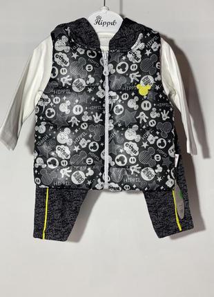 Костюм 3-ка с жилеткой для мальчика hippil 1241 6 мес 68 см серый