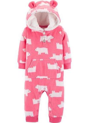 Комбинезон флисовый "полярный медведь" для девочки 9 мес 69-72 см