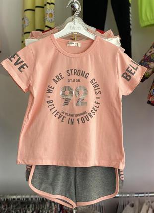 Костюм для девочки футболка и шорты 12 лет 152 см breeze