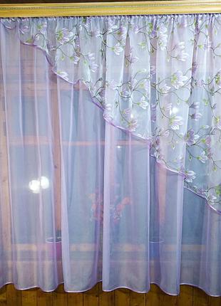 Готова кухонні фіранки фая бузок гілочка права