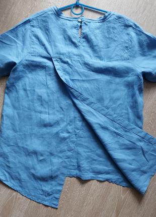 Льляная блуза кофточка футболка с коротким рукавом с запахом на спинке4 фото