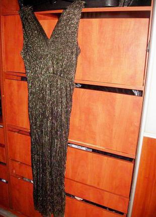 Новогоднее платье вечернее в пол черно-золотистое3 фото