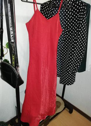 Платье в бельевом стиле ярко-красное2 фото