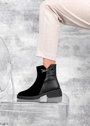 Стильные женские зимние ботиночки натуральная кожа+замша