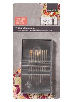 Набір чарівних голок crelando. 10 шт/упак. самовтягивающие нитка голки з золотим вушком. у різних розмір