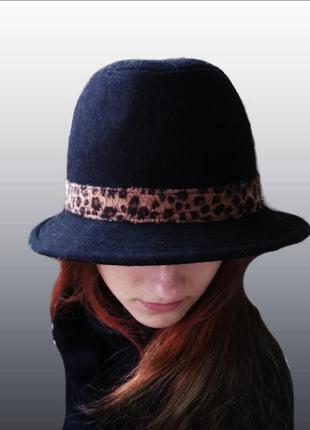 Шляпа женская фетровая черная шерстяная с полями john lewis/панама унисекс2 фото
