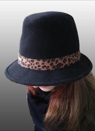 Шляпа женская фетровая черная шерстяная с полями john lewis/панама унисекс3 фото