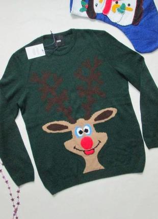 Шикарний брендовий класний новогодный светр з оленем ніс пищалка asos ⛄❄️⛄**