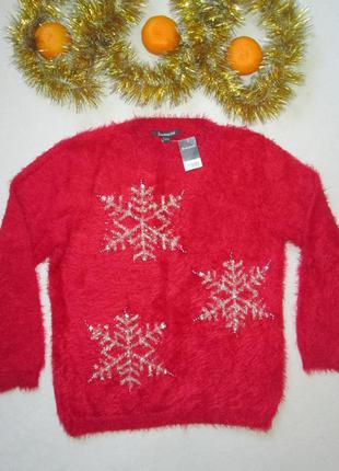 Суперовий новорічний светр травичка з вишитими золотими сніжинками bonmache ⛄❄️⛄2 фото