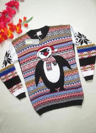 Суперовый новогодний свитер с пингвином в норвежский орнамент gazelle ⛄❄️⛄1 фото