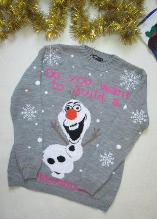 Новорічний різдвяний светр з мультяшним сніговиком хоробре серце slick англія ⛄❄️⛄1 фото