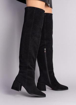 Чорні ботфорти дизайнерські 🧙 vikka замш натуральний осінь зима