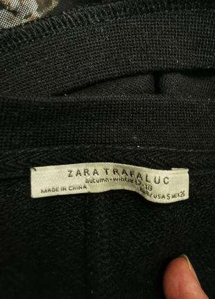 Тепле трикотажне плаття zara trafaluc двунітка з оксамитовими набивними квітами міні коротка туніка7 фото