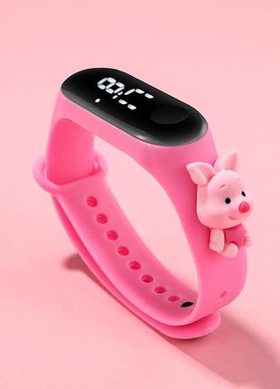 Дитячі наручні годинники електронні силіконові сенсорні спортивні led рожеві2 фото