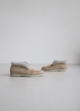 Женские ботинки loro piana замшевые ботинки пошитые вручную ботинки зимние лоро пиана
