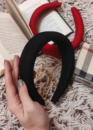 Объемный обруч из текстиля 3шт (черный молочный красный)