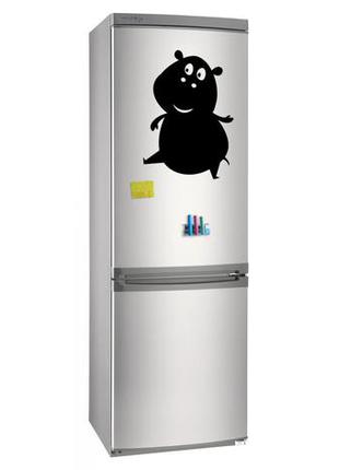 Магнітно-грифельна (крейдяна) дошка на холодильник для записів і малювання крейдою бегемот_1 розмір 28х40 см1 фото