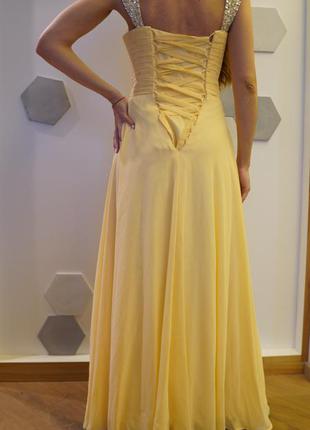 Вечернее платье в пол персикового цвета3 фото