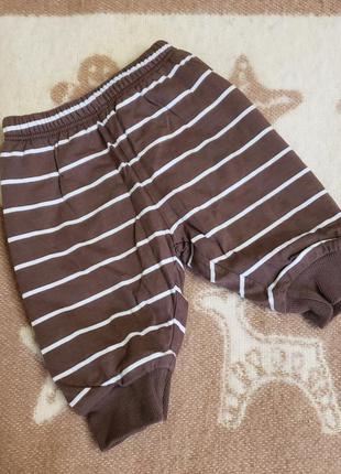 Mothercare теплые штаны новорожденному мальчику 0-3 м 50-56-62 см коричневые хб с утеплителем