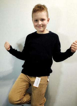 Свитер вязаный темно синий на мальчика