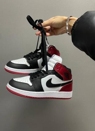 Кроссовки зимние nike air jordan retro 1 black/red