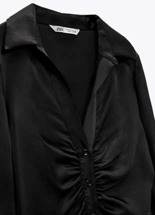 Zara черная рубашка под атлас вискоза7 фото