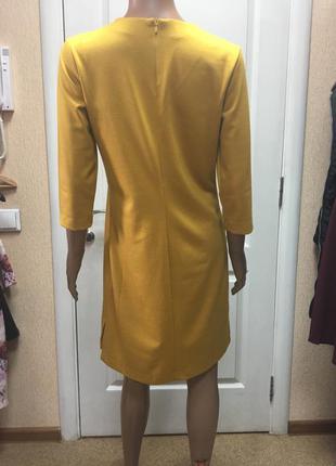 Платье женское деловое, праздничное трикотажное, горчичное4 фото
