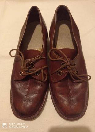 Кожанные коричневые туфли  натуральная кожа на шнурках дэрби шкіра шкіряні1 фото