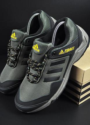 Чоловічі термо кросівки adidas terrex khaki/black, хакі, утеплені, на флісі, демісезонні