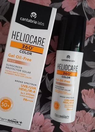 Тональный солнцезащитный гель с spf 50+ cantabria heliocare 360 gel oil-free sunscreen бежевый 50 мл4 фото