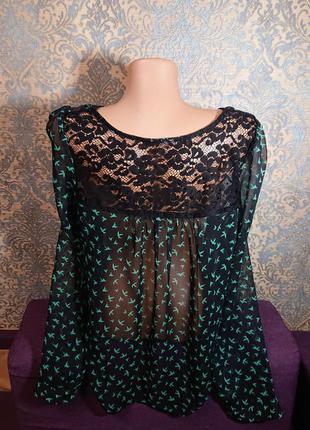 Легкая женская блуза блузка блузочка в ласточки размер s/m2 фото