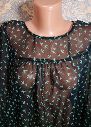 Легкая женская блуза блузка блузочка в ласточки размер s/m3 фото