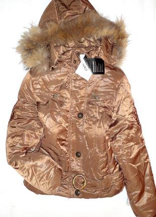 Зимова куртка р. м ог 90, холофайбер + натуральне хутро єнота1 фото