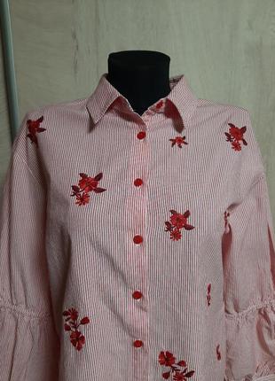 Блузка с вышивкой, широкий рукав3 фото