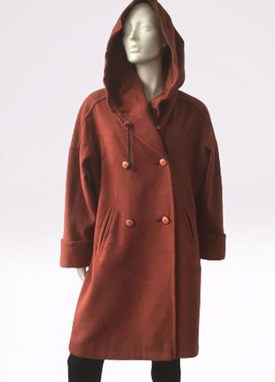 Винтажное пальто с капюшоном, шерсть, кашемир в составе, rene schaad