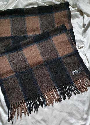 Шикарний італійський теплий 80% шерстяный шарф в актуальну клітку!