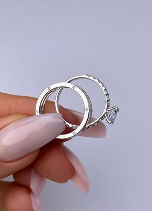 Серебряное кольцо 2в1 , серебро 925 пообы, обручальное, помовлечное3 фото