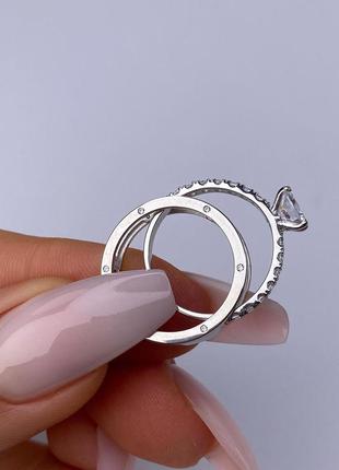 Серебряное кольцо 2в1 , серебро 925 пообы, обручальное, помовлечное4 фото
