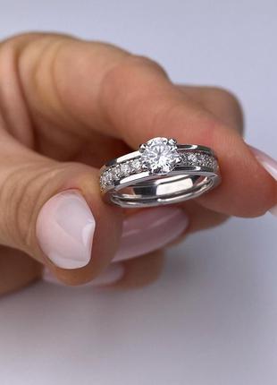Серебряное кольцо 2в1 , серебро 925 пообы, обручальное, помовлечное2 фото