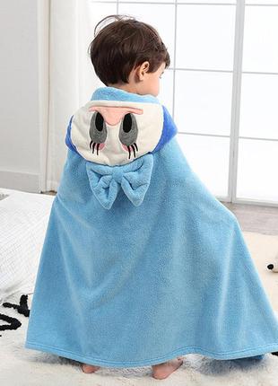 Детское полотенце микрофибра уголок с капюшоном халат пончо накидка плед для купания голубое3 фото