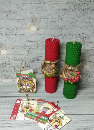 Набір новорічних свічок вощинових