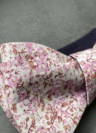 Краватка-метелик самовяз двостороння рожевий з фіолетовим4 фото